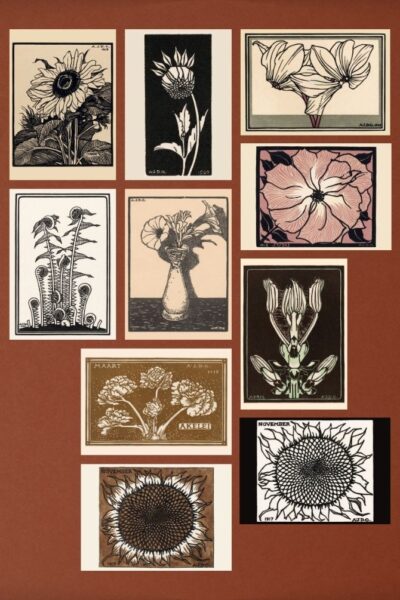 Bloemen en planten 1 – Julie de Graag – set van 10 kunst kaarten A6 (10,6×14,8cm)