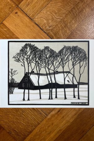 Boerderij in de sneeuw - Julie de Graag - 1 kunst kaart A4