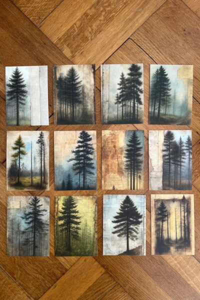 Bomen op papier - 12 wandkunstkaarten A6
