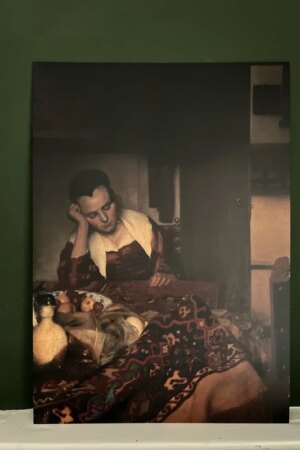 Een slapende dienstmeid - Johannes Vermeer - 1 Artprintcard A4