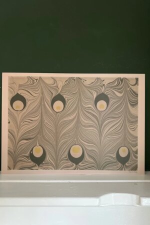Gemarmerd papier (pauwenveer-motief) – Eduard Gabelsberger – 1 kunst kaart A4