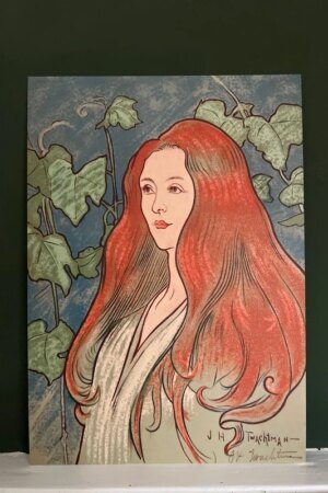 Het meisje met het rode haar - John Henry Twachtman - 1 kunst kaart A4