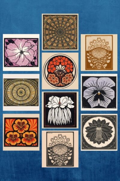 Bloemen en planten 2 – Julie de Graag – set van 10 kunst kaarten vierkant (21×21cm)