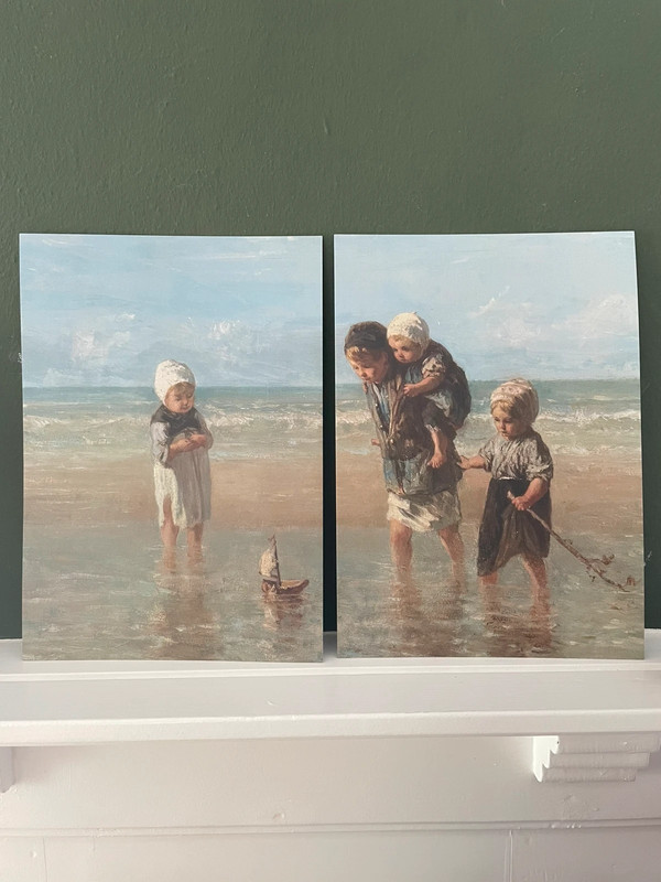 Kinderen der Zee (tweeluik) - Jozef Israëls - set van 2 kunstkaarten A4