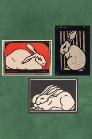 Konijnen – Julie de Graag – set van 3 kunst kaarten A4 (21×29,7cm)