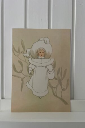 Meisje in winterkleding - Louis Prang - 1 kunst kaart A4
