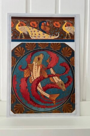 Pauwen en papavers (randdecoratie) - Maurice Pillard Verneuil - 1 kunst kaart A4