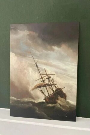 Schip in storm – De Windstoot - schilderij Willem van de Velde - 1 ArtPrintCard A4