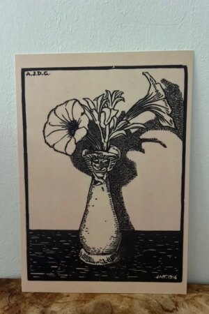 Vaas met bloemen - Julie de Graag - 1 kunst kaart A4