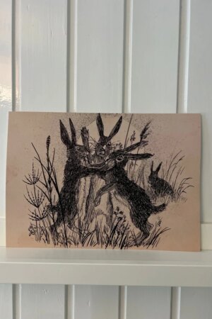 Vechtende hazen - Henri Verstijnen - 1 kunst kaart A4