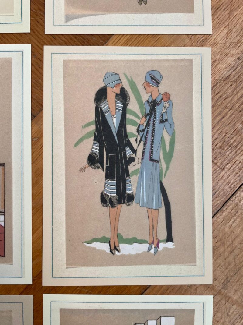 Vintage Fashion Plates Jaren 20 - 12 wandkunstkaarten A6 - 9