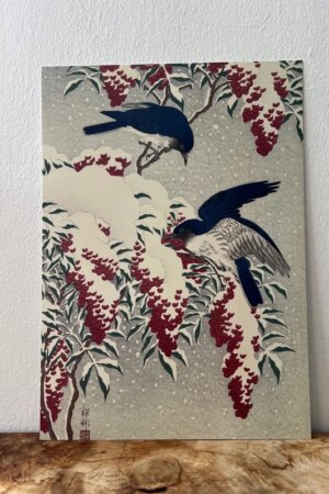 Vliegenvangers op een nandinastruik - Ohara Koson - 1 kunst kaart A4