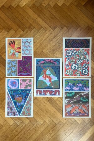 Vormen en kleuren - deel 1 - Auguste H. Thomas - set van 5 kunstkaarten A4