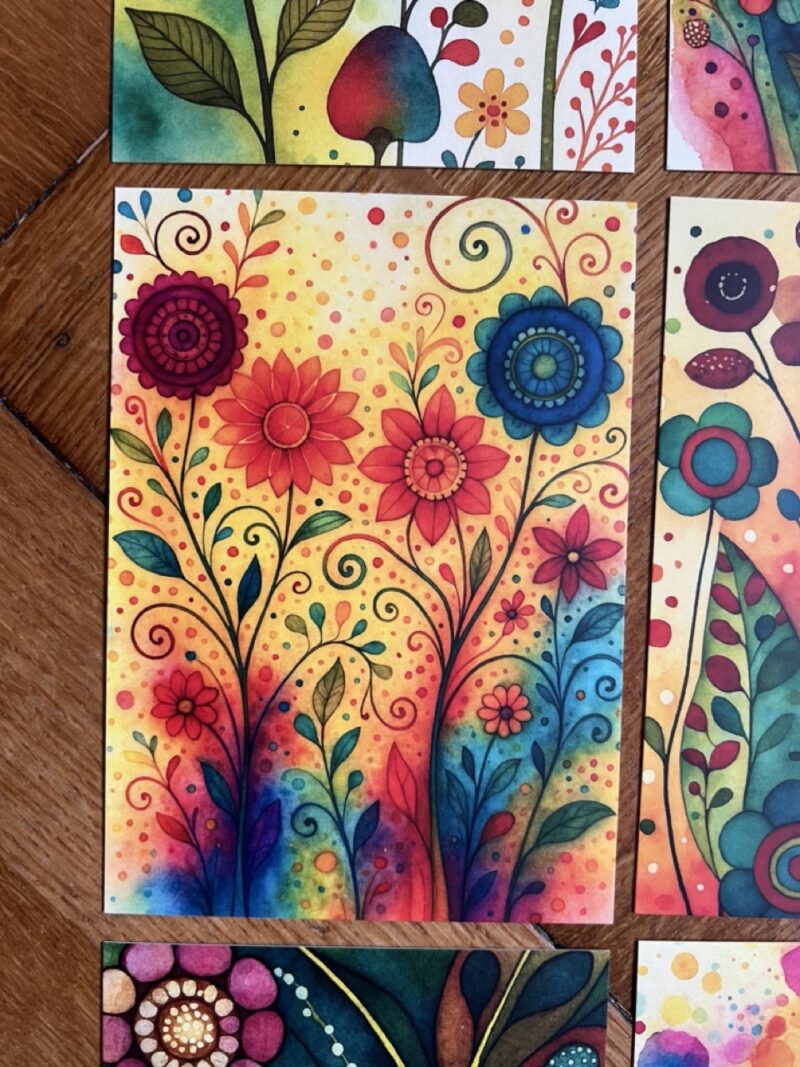 Vrolijke Bloemen – 12 wandkunstkaarten A6 - 8