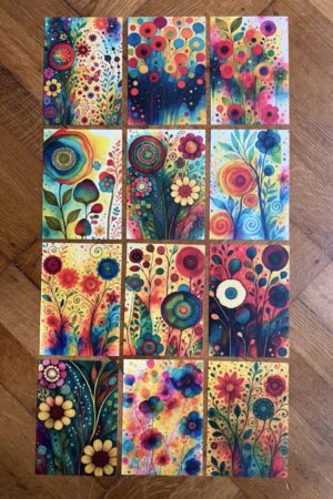 Vrolijke bloemen - set van kunstkaarten A6