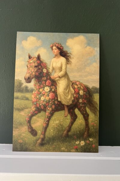 Bloemenvrouw op Paard - A4 - Wanddecoratie Poster