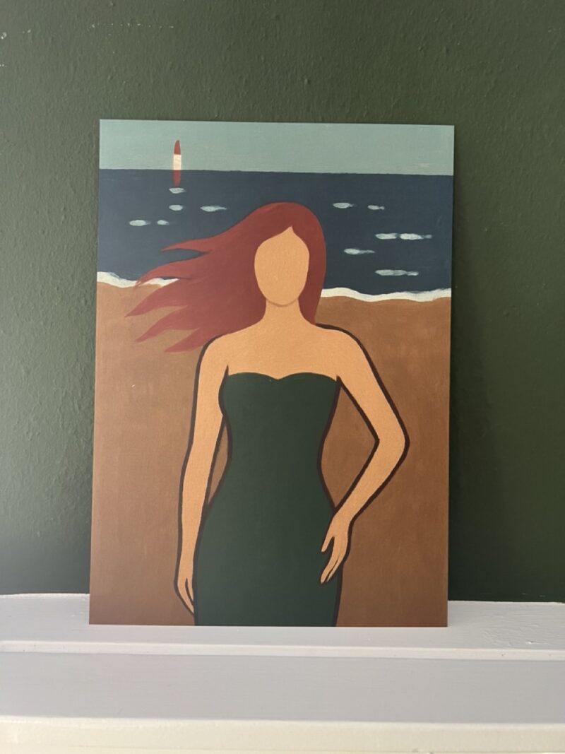 Roodharige vrouw bij Zee - A4 - Wanddecoratie Poster