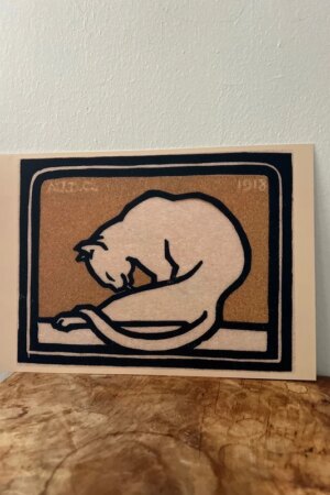 Zich wassende kat - Julie de Graag - 1 kunst kaart A4