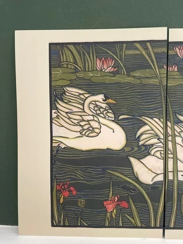 Louis Rhead Darter Zwanen, drieluik – Louis Rhead – 3 kunst kaarten A4