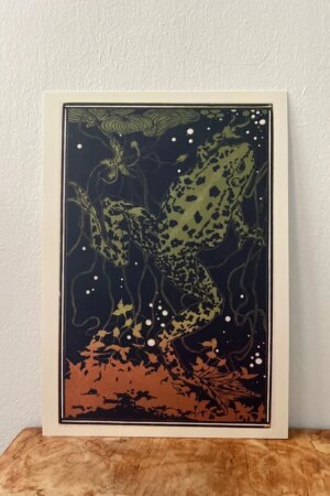 Zwemmende kikker - Julie de Graag - 1 kunst kaart A4